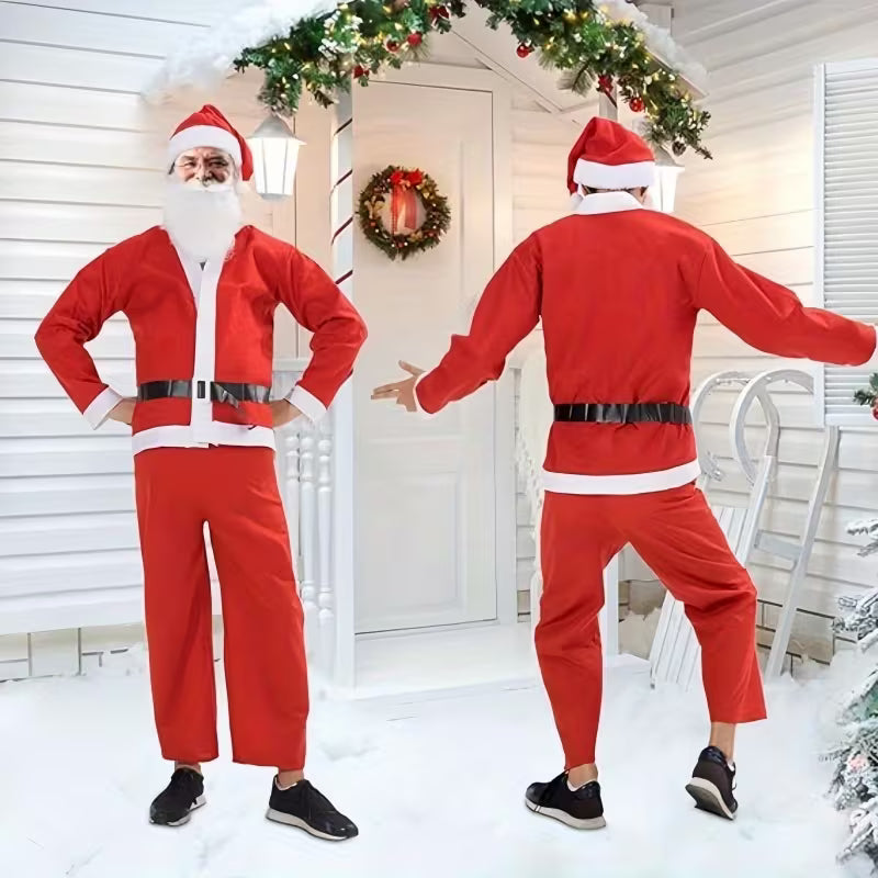 Hatt & Skägg – Komplett Plus Size Vuxen Tomtedräkt, Hållbar och Bekväm för Julfester, Nyårsafton & Högtider – Festlig och Skön Outfit