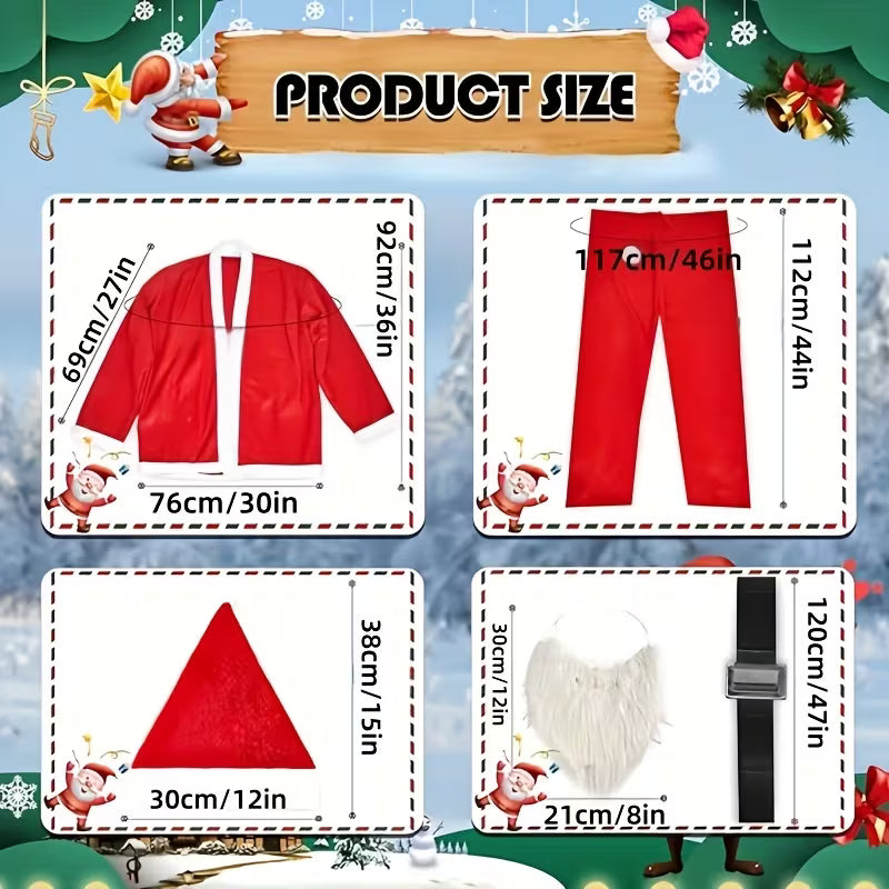 Hatt & Skägg – Komplett Plus Size Vuxen Tomtedräkt, Hållbar och Bekväm för Julfester, Nyårsafton & Högtider – Festlig och Skön Outfit