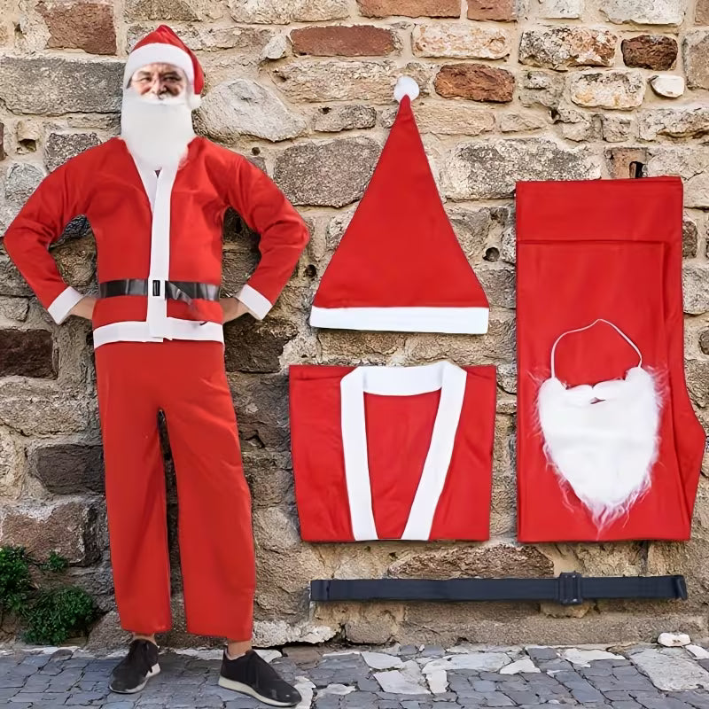 Hatt & Skägg – Komplett Plus Size Vuxen Tomtedräkt, Hållbar och Bekväm för Julfester, Nyårsafton & Högtider – Festlig och Skön Outfit