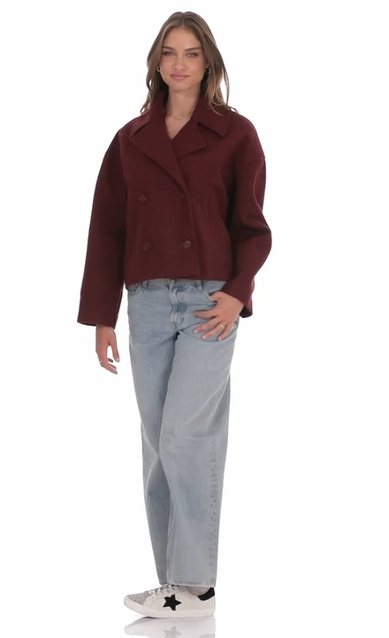 Double Breasted Short Trench in Navy